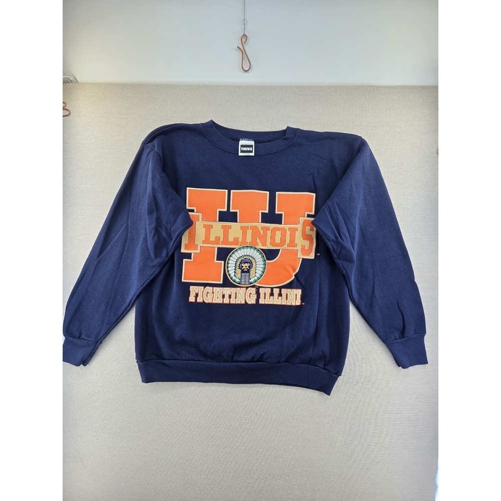 Vtg Tultex University Of Illinois Fighting Illini Chief Sweatshirt Men's XL 90s